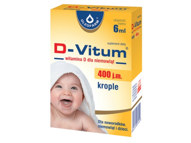 D-Vitum Witamina D 400 j.m. dla niemowląt interakcje ulotka krople  6 ml