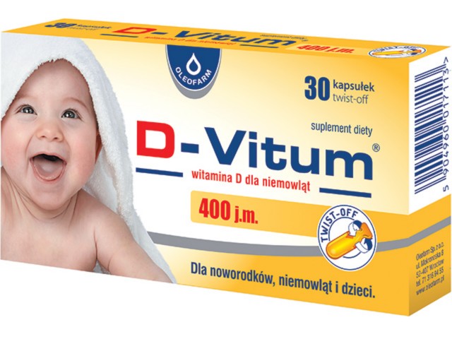 D-Vitum Witamina D 400 j.m. dla niemowląt interakcje ulotka kapsułki twist-off  30 kaps.