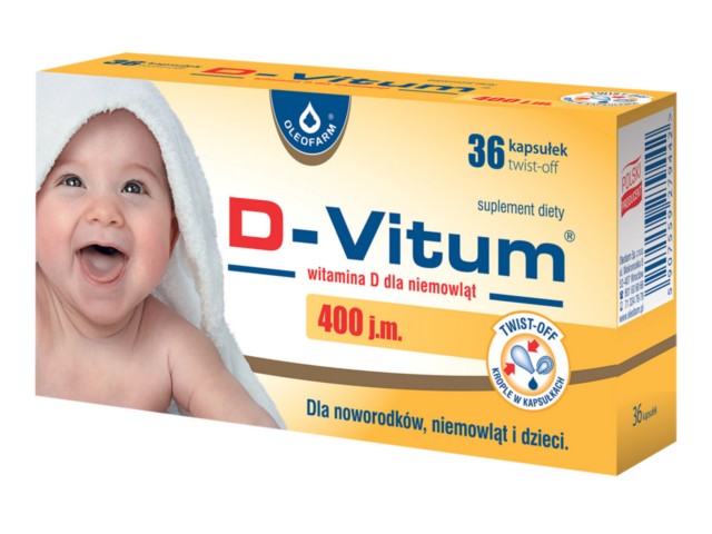 D-Vitum Witamina D 400 j.m. dla niemowląt interakcje ulotka kapsułki twist-off  36 kaps.