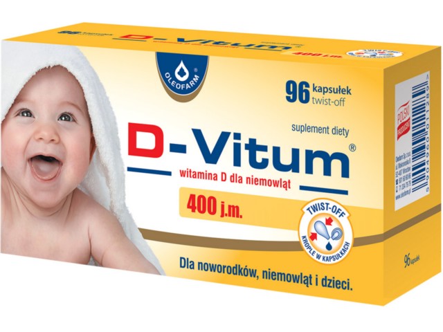 D-Vitum Witamina D 400 j.m. dla niemowląt interakcje ulotka kapsułki twist-off 400 j.m. 96 kaps.
