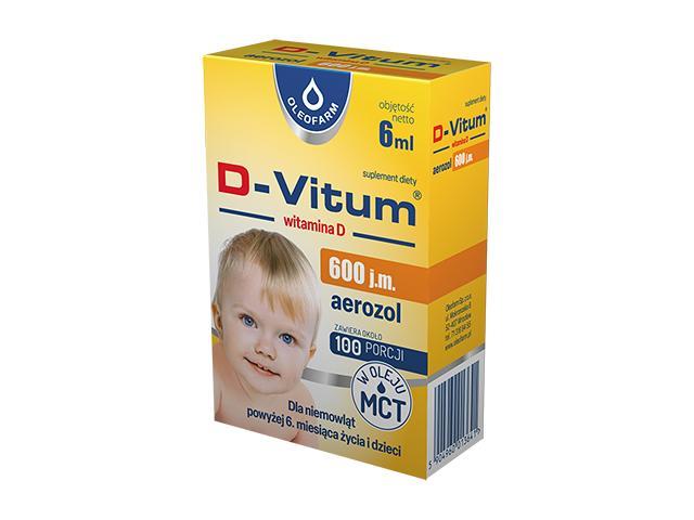 D-Vitum Witamina D 600 j.m. Aerozol interakcje ulotka płyn  6 ml