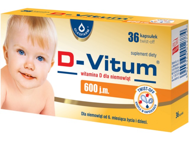 D-Vitum Witamina D 600 j.m. dla niemowląt interakcje ulotka kapsułki twist-off  36 kaps.