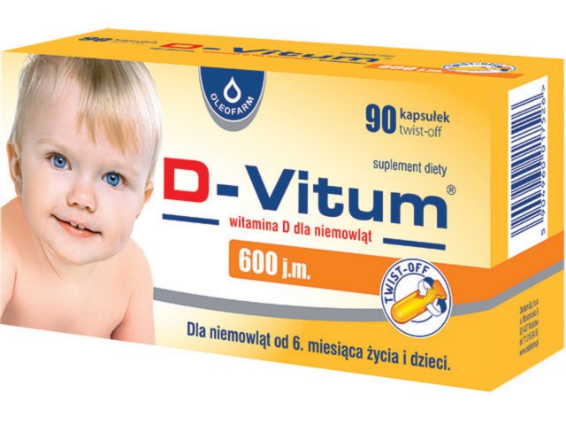 D-Vitum Witamina D 600 j.m. dla niemowląt interakcje ulotka kapsułki twist-off - 90 kaps.