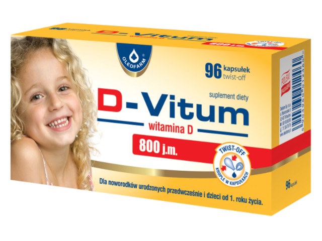 D-Vitum Witamina D 800 j.m. dla niemowląt interakcje ulotka kapsułki twist-off - 96 kaps.
