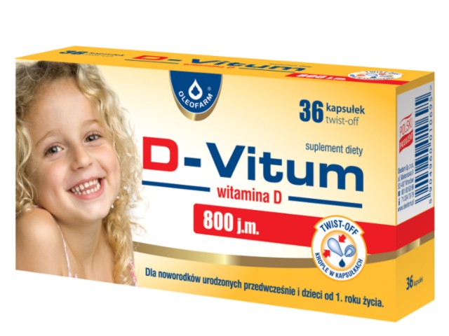 D-Vitum Witamina D 800 j.m. interakcje ulotka kapsułki twist-off  36 kaps.