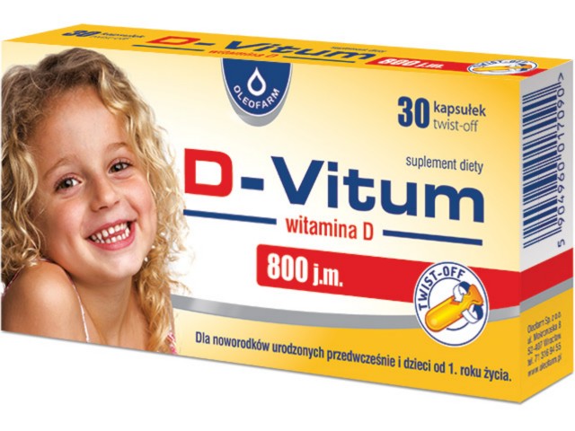 D-Vitum Witamina D 800 j.m. interakcje ulotka kapsułki twist-off - 30 kaps.
