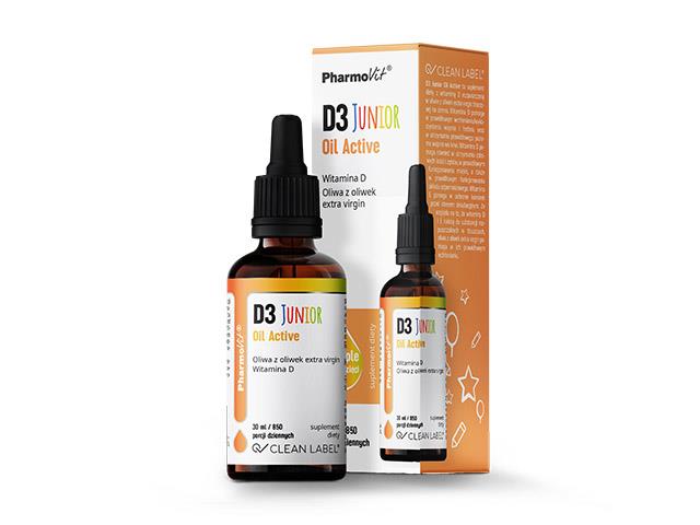 D3 Junior Oil Active Clean Label Pharmovit interakcje ulotka krople  30 ml