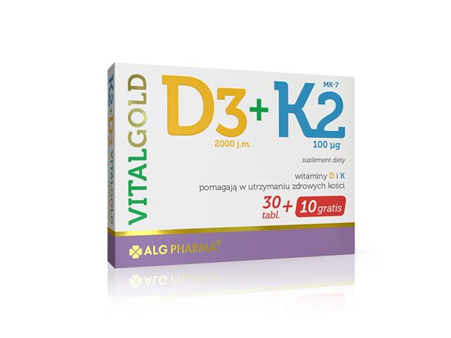 D3 + K2 Vitalgold interakcje ulotka tabletki  30 tabl. | (+ 10 tabletek gratis)