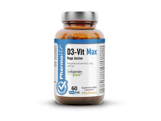 D3-Vit Max Vege Active Clean Label Pharmovit interakcje ulotka kapsułki z roślinnej celulozy - 60 kaps. (but. ze szkła)