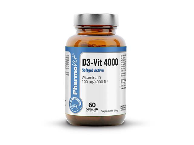 D3Vit 4000 Softgel Active 60 kapsułek Pharmovit interakcje ulotka kapsułki miękkie  60 kaps.