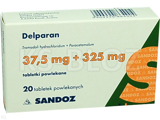 Delparan interakcje ulotka tabletki powlekane 37,5mg+325mg 20 tabl.