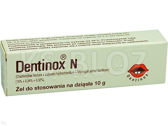 Dentinox N interakcje ulotka żel do stosowania na dziąsła  10 g