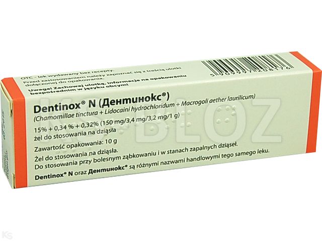 Dentinox N interakcje ulotka żel do stosowania na dziąsła - 10 g (tub.)