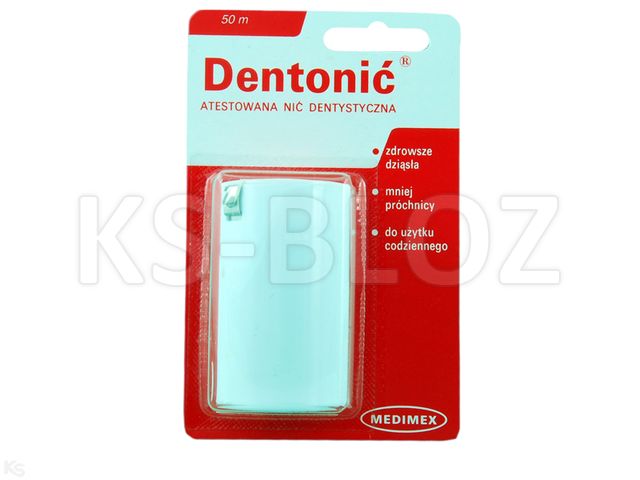Dentonić Nić dentystyczna woskowana 50 m interakcje ulotka nić dentystyczna - 1 szt.