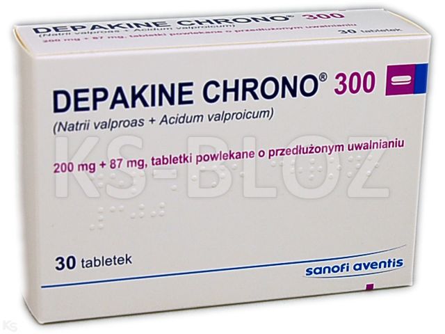 Depakine Chrono 300 interakcje ulotka tabletki powlekane o przedłużonym uwalnianiu 200mg+87mg 30 tabl. | blister