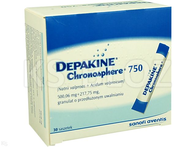 Depakine Chronosphere 750 interakcje ulotka granulat o przedłużonym uwalnianiu (500,06mg+217,75mg)/sasz. 30 sasz.