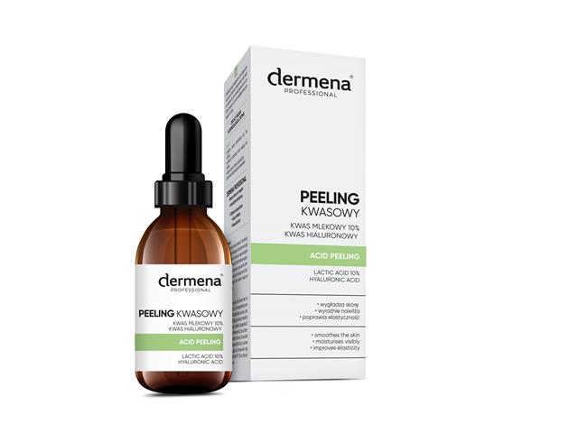 Dermena Professional Peeling kwasowy kwas mlekowy 10% kwas hialuronowy interakcje ulotka peeling  20 ml