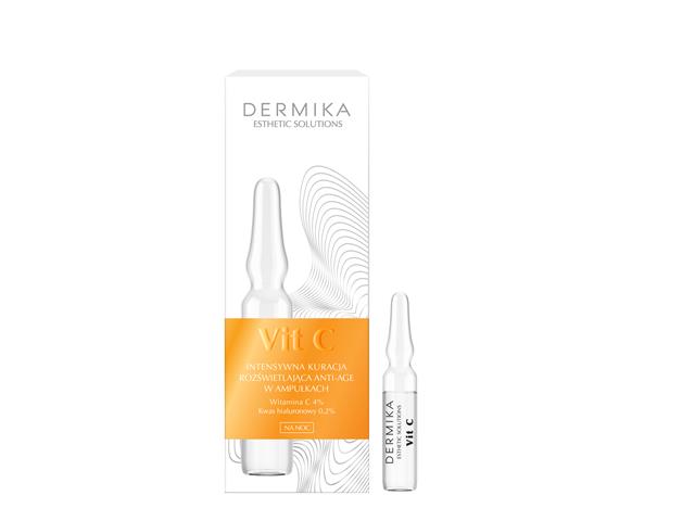 DERMIKA ESTHETIC SOLUTIONS VIT C Intensywna Kuracja rozświetlająca Anti-Age w ampułkach interakcje ulotka kuracja  7 amp. po 2 ml