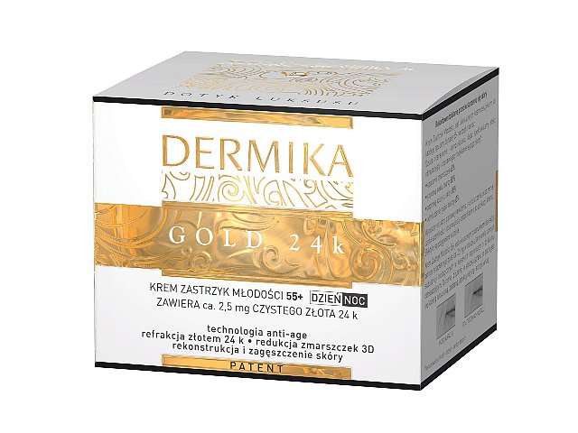 Dermika Gold 24 Krem zastrzyk młodości na dzień, noc 55+ interakcje ulotka   50 ml