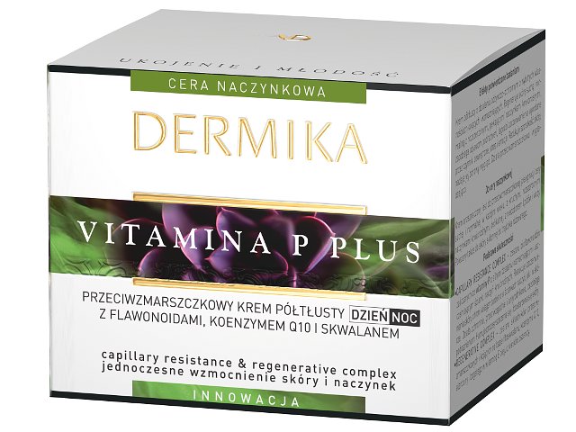 Dermika Vitamina P Plus Krem przeciwzmarszczkowy półtłusty na dzień, noc cera naczynkowa interakcje ulotka krem - 50 ml