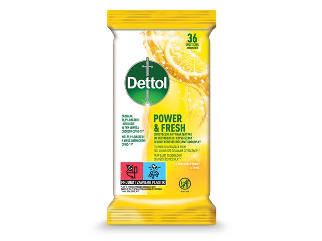 Dettol Power&Fresh Chusteczki Antybakteryjne o zapachu cytryny interakcje ulotka chusteczka - 36 szt.