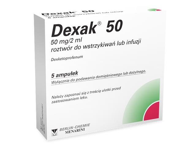 Dexak 50 interakcje ulotka Roztwór do wstrzykiwań lub koncentrat do sporządzania roztworu do wstrzykiwań 50 mg/2ml 5 amp. po 2 ml