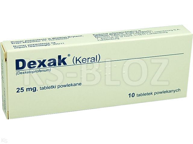 Dexak interakcje ulotka tabletki powlekane 25 mg 10 tabl. (blist.w pudeł.)