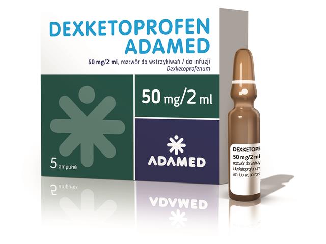 Dexketoprofen Adamed interakcje ulotka roztwór do wstrzykiwań lub infuzji 50 mg/2ml 5 amp. po 2 ml