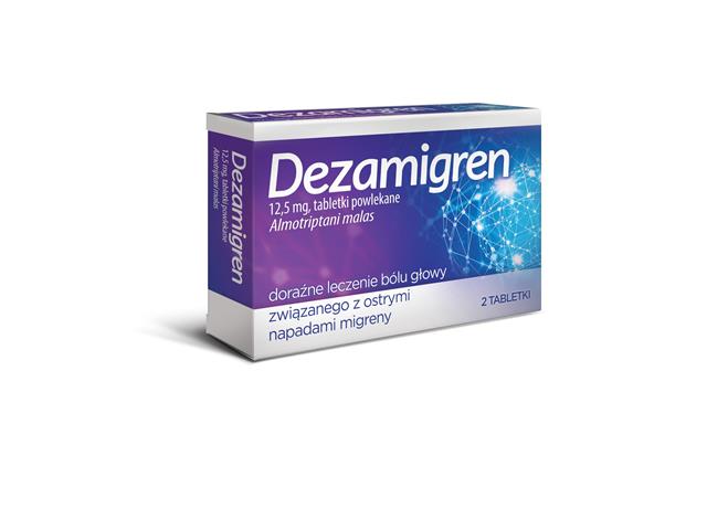 Dezamigren interakcje ulotka tabletki powlekane 12,5 mg 2 tabl.