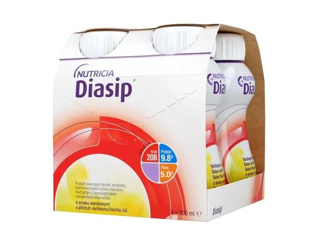 Diasip o smaku waniliowym interakcje ulotka płyn  800 ml (4 szt. po 200 ml)