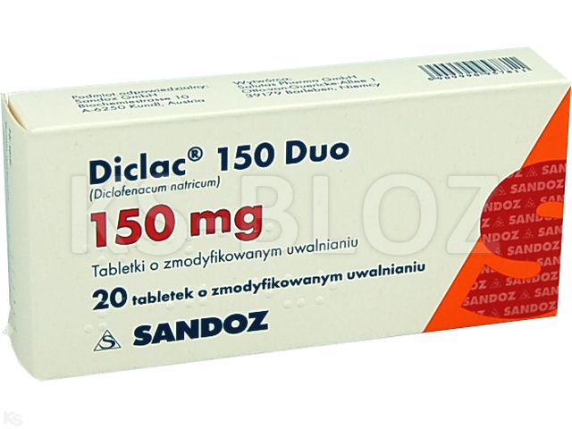 Diclac 150 Duo interakcje ulotka tabletki o zmodyfikowanym uwalnianiu 150 mg 20 tabl. | (2 blist. po 10 tabl.)