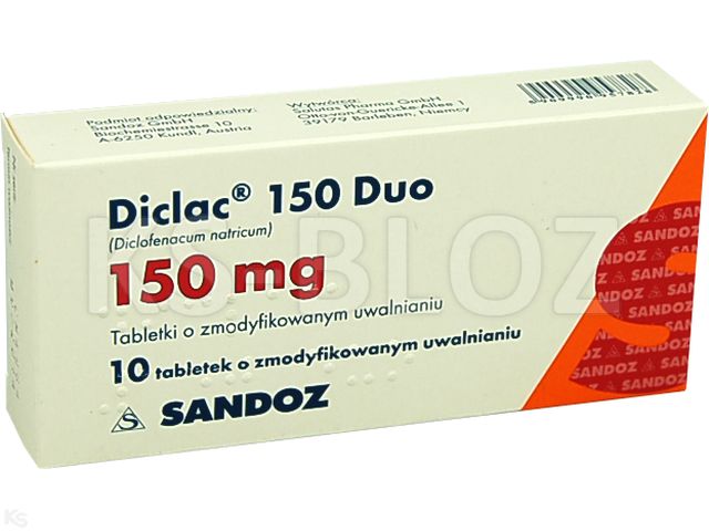 Diclac 150 Duo interakcje ulotka tabletki o zmodyfikowanym uwalnianiu 150 mg 10 tabl. | blister