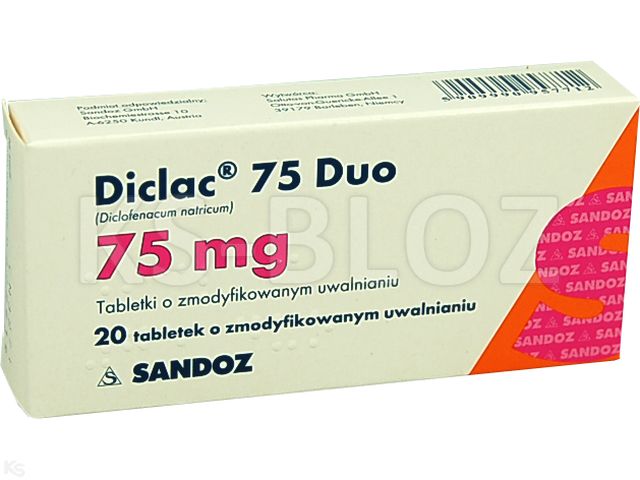 Diclac 75 Duo interakcje ulotka tabletki o zmodyfikowanym uwalnianiu 75 mg 20 tabl. | (2 blist. po 10 tabl.)