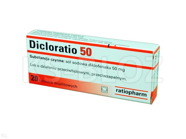 Dicloratio 50 interakcje ulotka tabletki 50 mg 20 tabl. | (2 blist. po 10 tabl.)