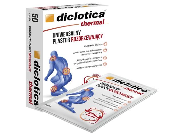 Diclotica Thermal Plaster uniwersalny rozgrzewający M (10 x 14 cm) interakcje ulotka plaster  50 szt. | karton