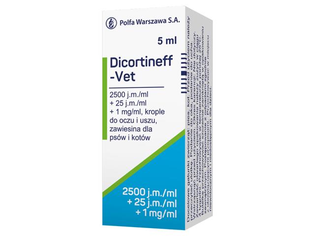 Dicortineff - Vet interakcje ulotka krople do oczu i uszu, zawiesina (2500j.m.+25j.m.+1mg)/ml 1 but. po 5 ml
