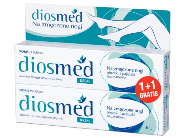 DIOSMED Krem na zmęczone nogi + drugi GRATIS interakcje ulotka   40 g | + 40 g