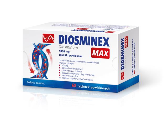 Diosminex Max interakcje ulotka tabletki powlekane 1 g 60 tabl.