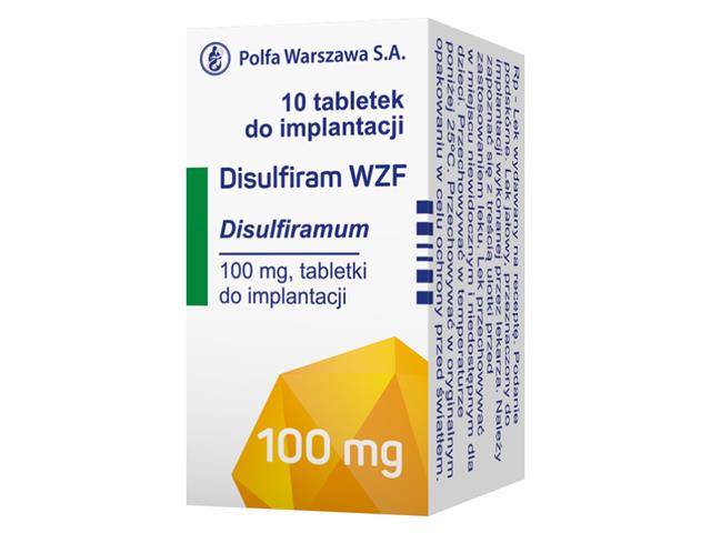 Disulfiram WZF interakcje ulotka tabletki do implantacji 100 mg 10 tabl.