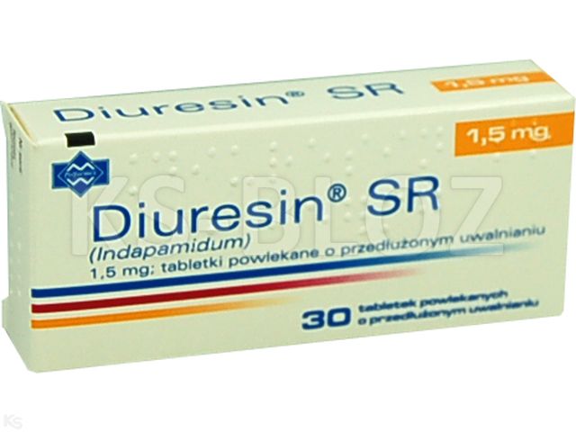 Diuresin SR interakcje ulotka tabletki powlekane o przedłużonym uwalnianiu 1,5 mg 30 tabl.