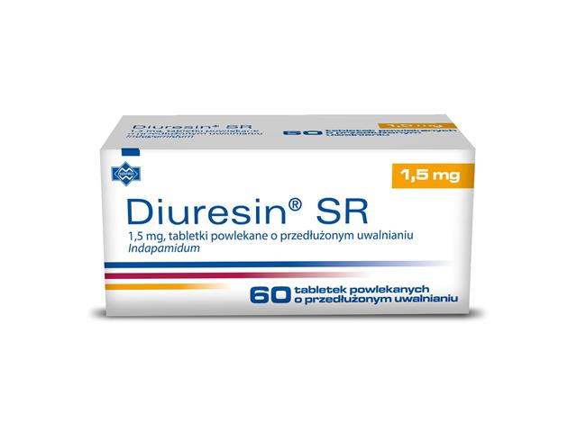 Diuresin SR interakcje ulotka tabletki powlekane o przedłużonym uwalnianiu 1,5 mg 60 tabl.