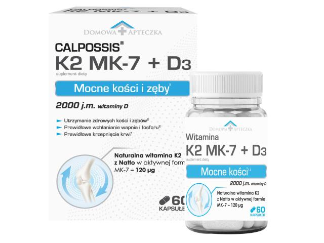 Domowa Apteczka Calpossis K2 MK7 + D3 interakcje ulotka kapsułki - 60 kaps.