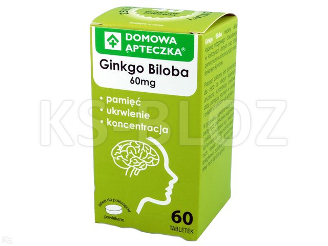 Domowa Apteczka Gingko Biloba interakcje ulotka tabletki powlekane 60 mg 60 tabl.