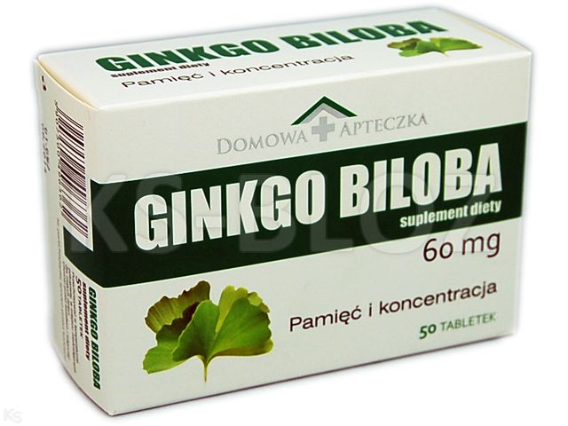 Domowa Apteczka Gingko Biloba interakcje ulotka tabletki powlekane 60 mg 50 tabl.