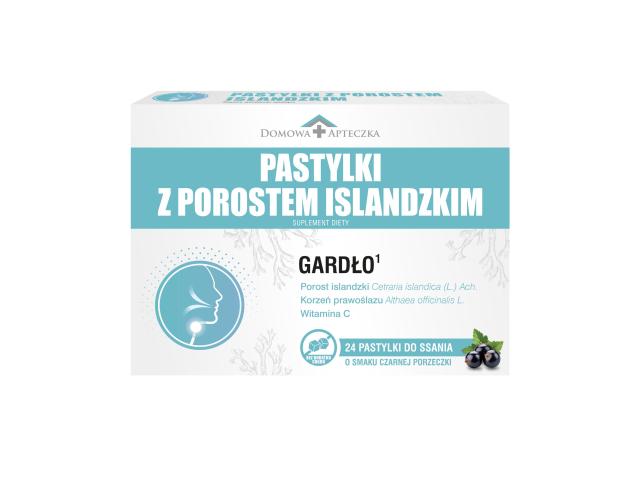 Domowa Apteczka Pastylki z porostem islandzkim interakcje ulotka pastylki do ssania - 24 pastyl.