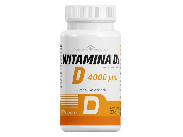 Domowa Apteczka Witamina D3 4000 j.m. interakcje ulotka kapsułki - 120 kaps.