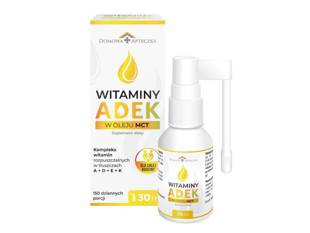 Domowa Apteczka Witaminy ADEK w oleju MCT interakcje ulotka spray - 30 ml
