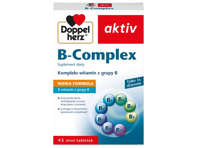 Doppelherz Aktiv B-Complex interakcje ulotka tabletki 45 tabl.