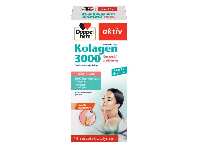 Doppelherz Aktiv Kolagen 3000 interakcje ulotka saszetka - 14 sasz. po 10 ml
