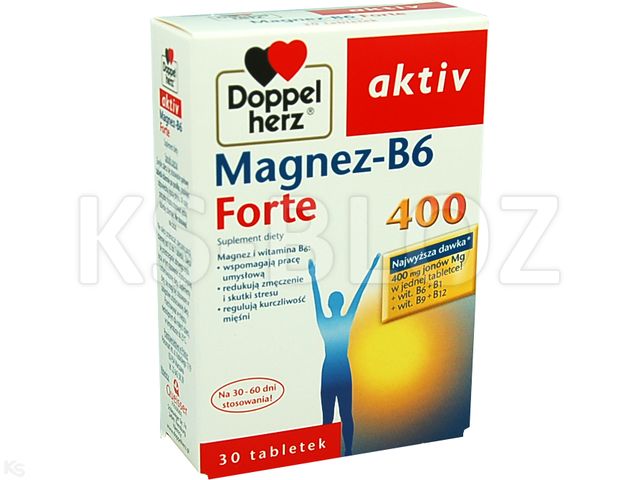 Doppelherz Aktiv Magnez - B6 Forte 400 interakcje ulotka tabletki  30 tabl.